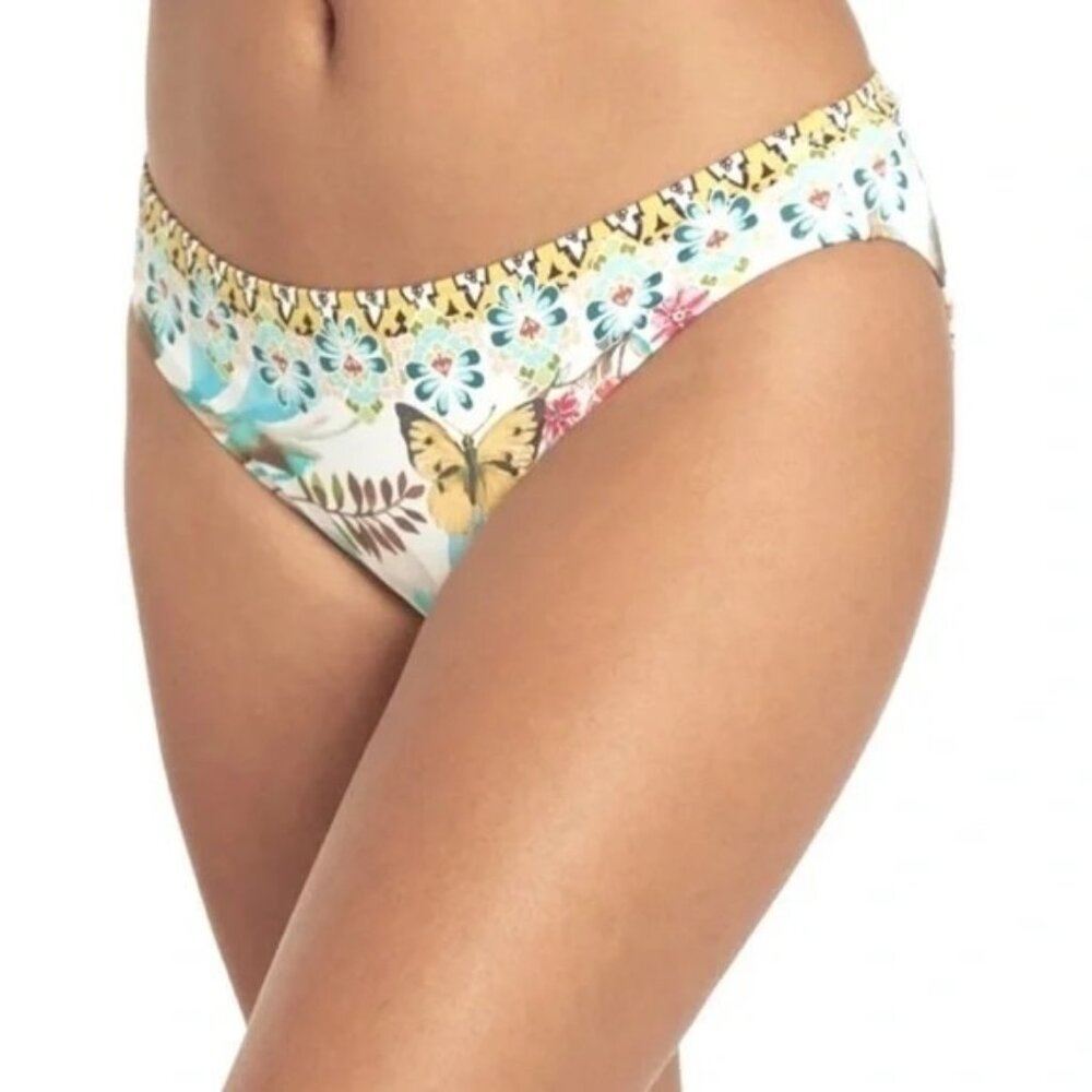 Johnny Was Dreamer Hipster Bikini Bottom White Butterfly Size XS NWT White